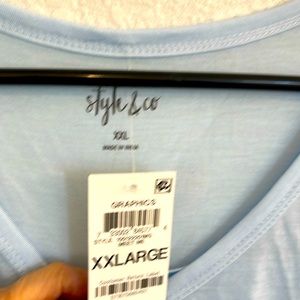 Women’s baby blue tee top - never been worn- with cuffed cap sleeves